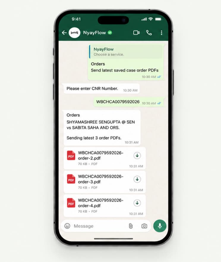 WhatsApp legal assistant workflow